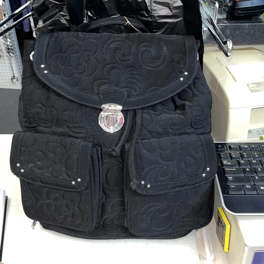 VERA BRADLEY Elegant Black Quilted Backpack PERFECT